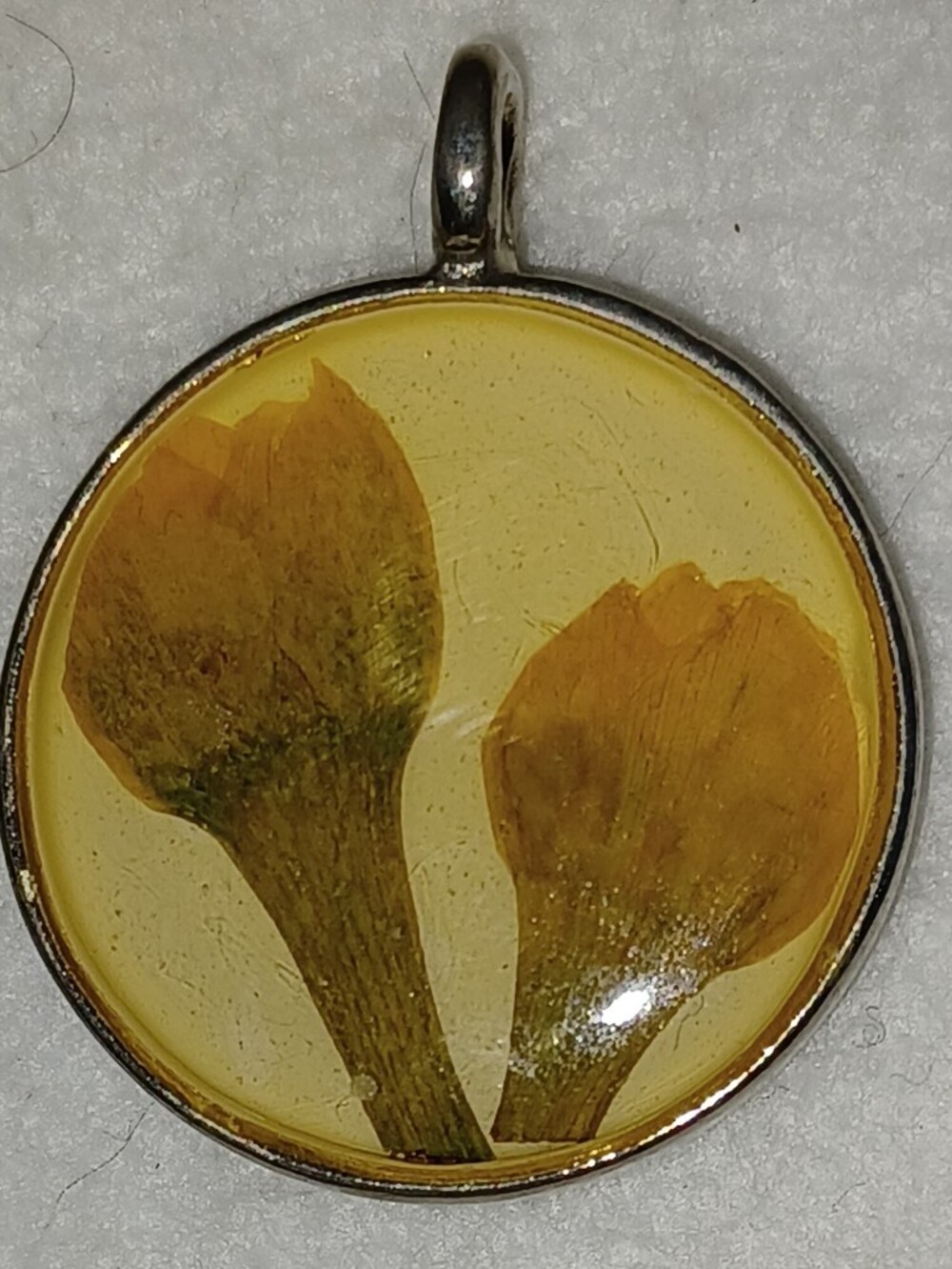 Yellow Pressed Flower Resin Pendant Necklace — Botanical Charm